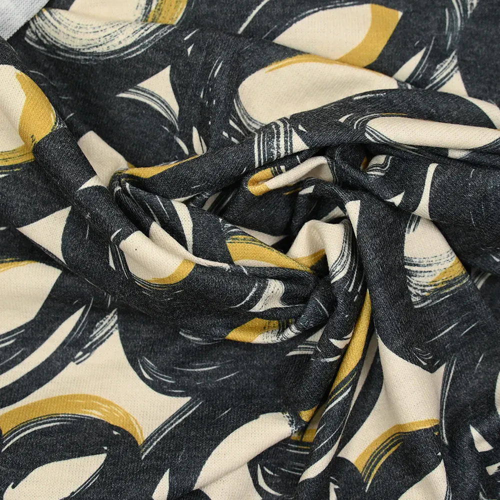 Maille imprimée en rotation gris fond écru – Image 2