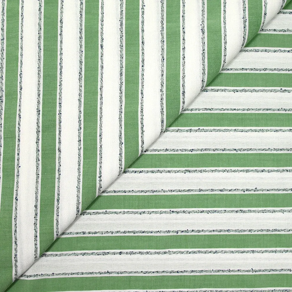 Voile polyviscose tissé teint rayé vert et blanc – Image 4