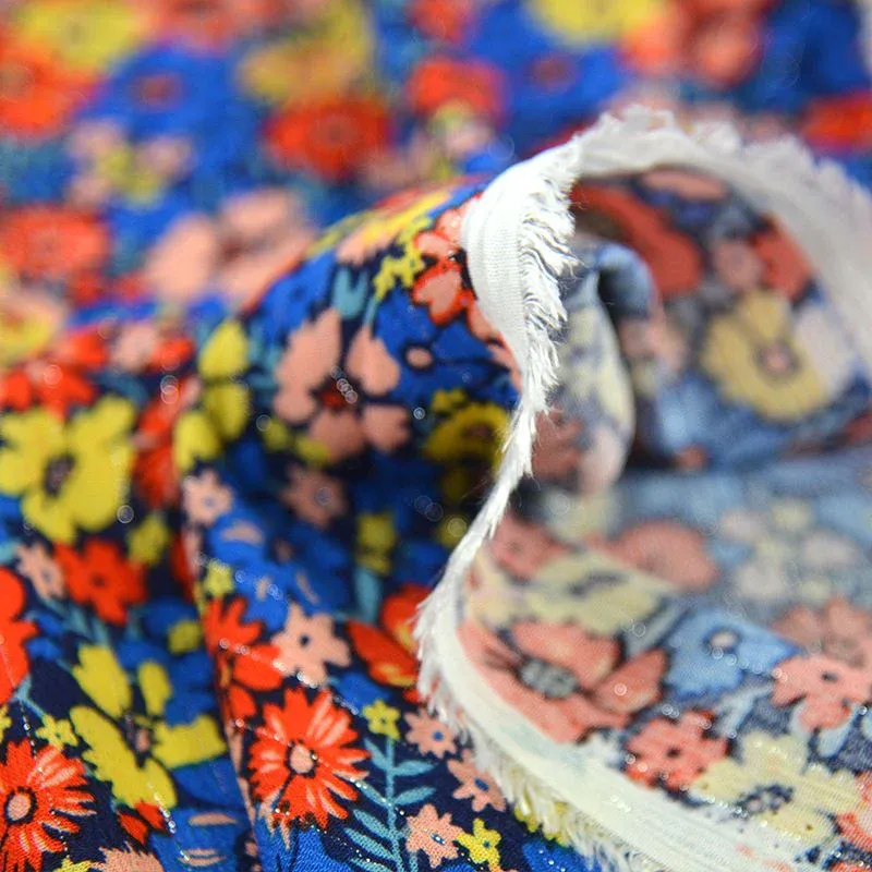 Crépon viscose lurex bouquet bleu – Image 5