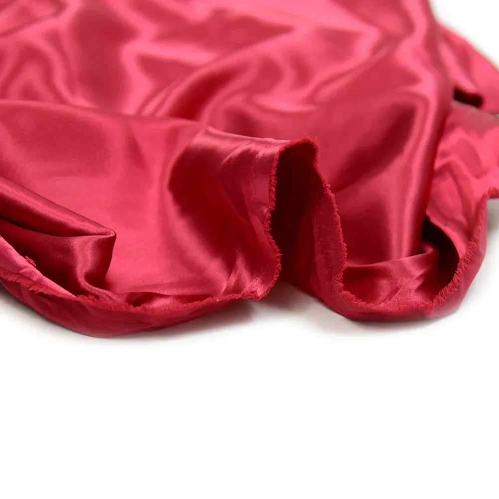 Satin Polyester uni rouge framboise – Image 4