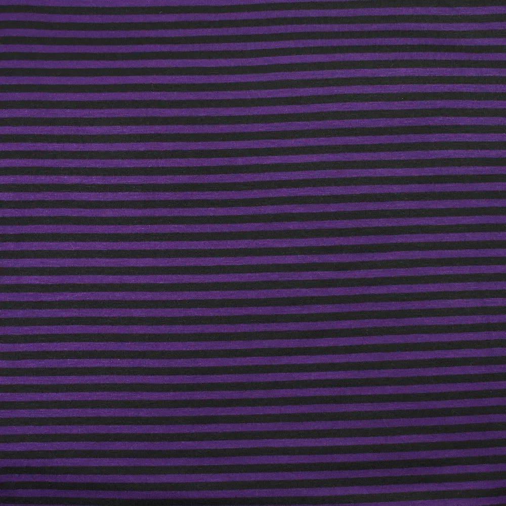 Jersey de polyviscose rayé 5 mm violet et noir – Image 4