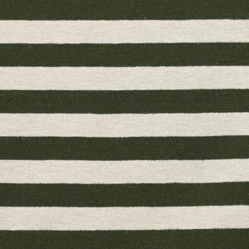 Jersey de polyviscose rayé 9 mm kaki et grège – Image 5