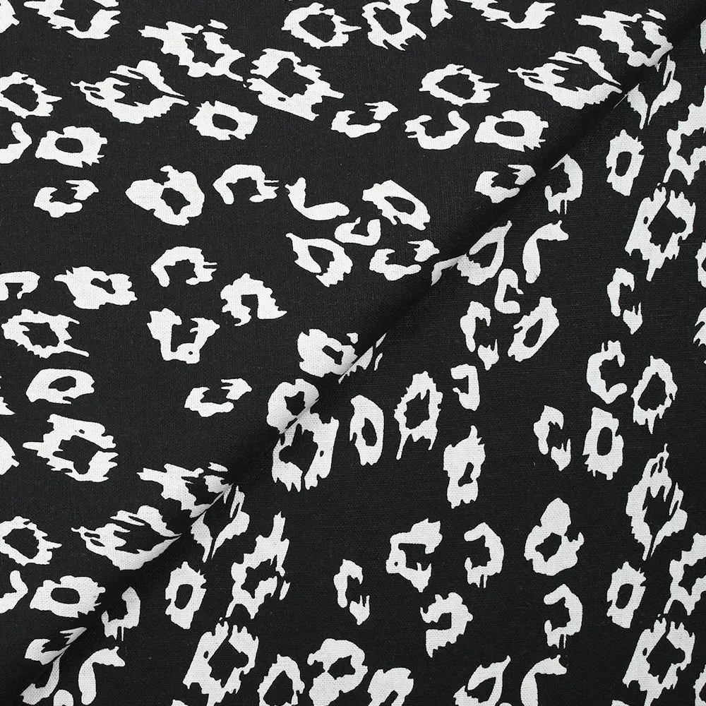 Lin viscose imprimé léopard féroce fond noir – Image 4
