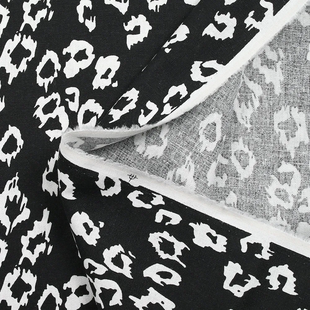 Lin viscose imprimé léopard féroce fond noir – Image 5