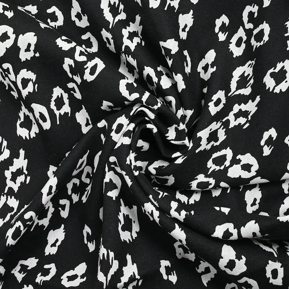 Lin viscose imprimé léopard féroce fond noir – Image 2