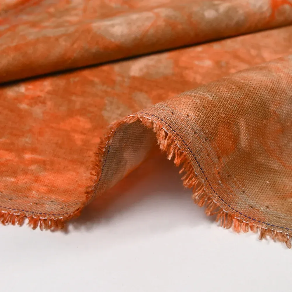 Lin viscose imprimé tie and dye orange – Image 6