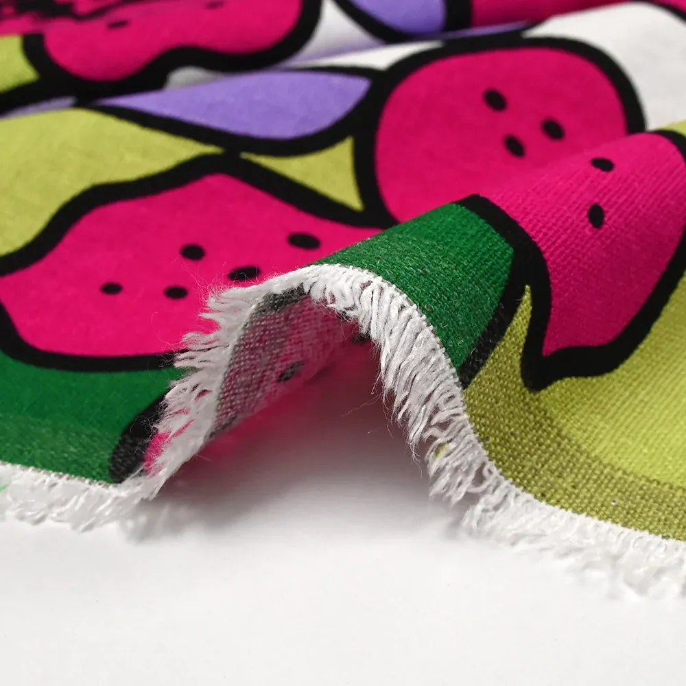 Lin viscose imprimé jardin tropical violet fond blanc – Image 7