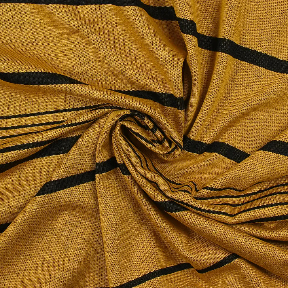 Maille polyester rayée noir fond moutarde – Image 2