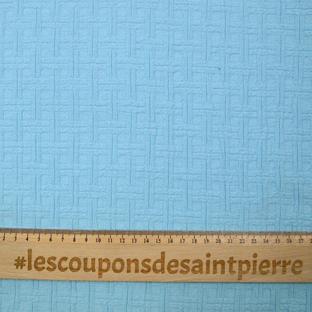 Jacquard de coton à carreaux bleu layette – Image 4