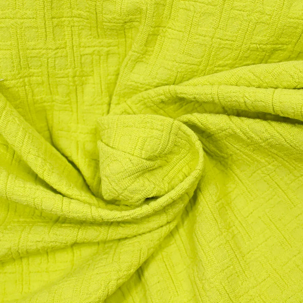 Jacquard de coton à carreaux mimosa – Image 2