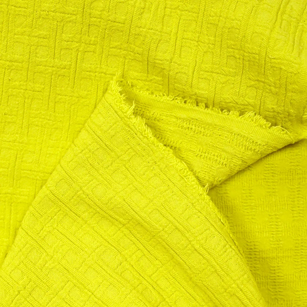 Jacquard de coton à carreaux mimosa – Image 4