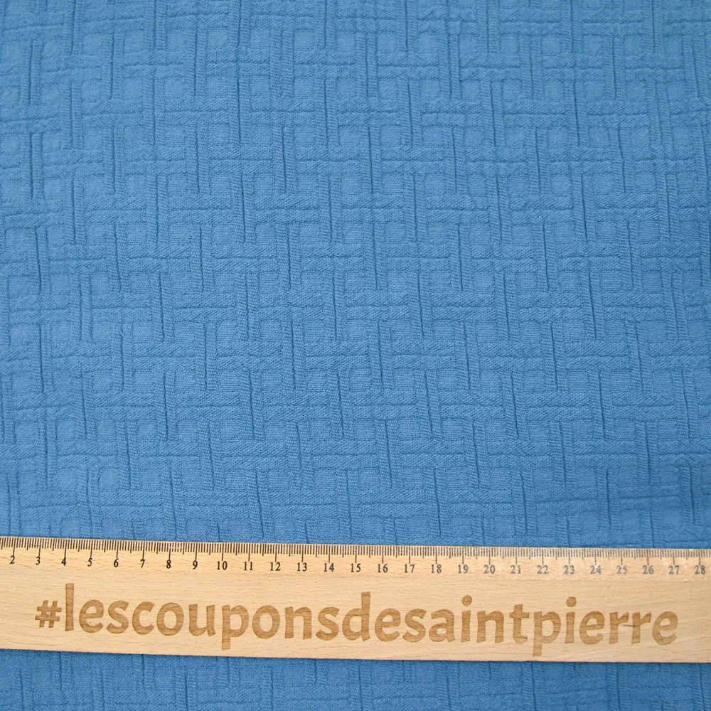 Jacquard de coton à carreaux bleu – Image 3