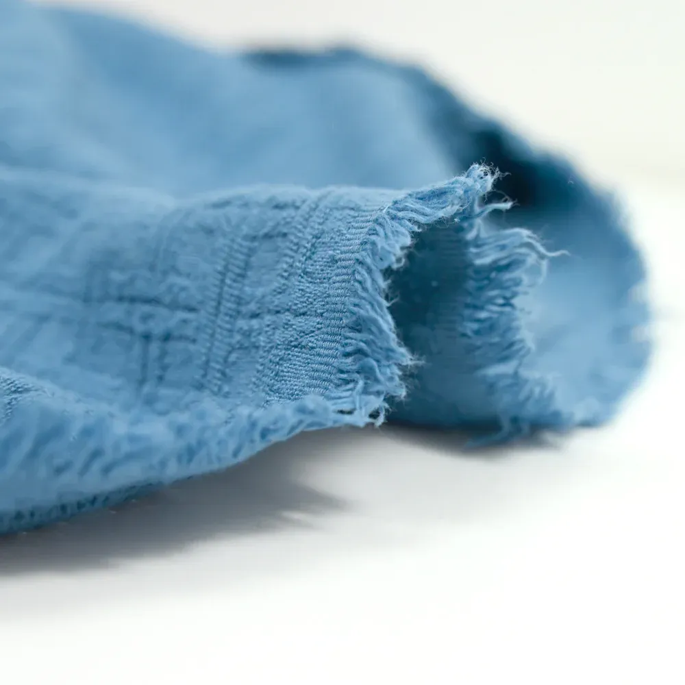 Jacquard de coton à carreaux bleu – Image 5