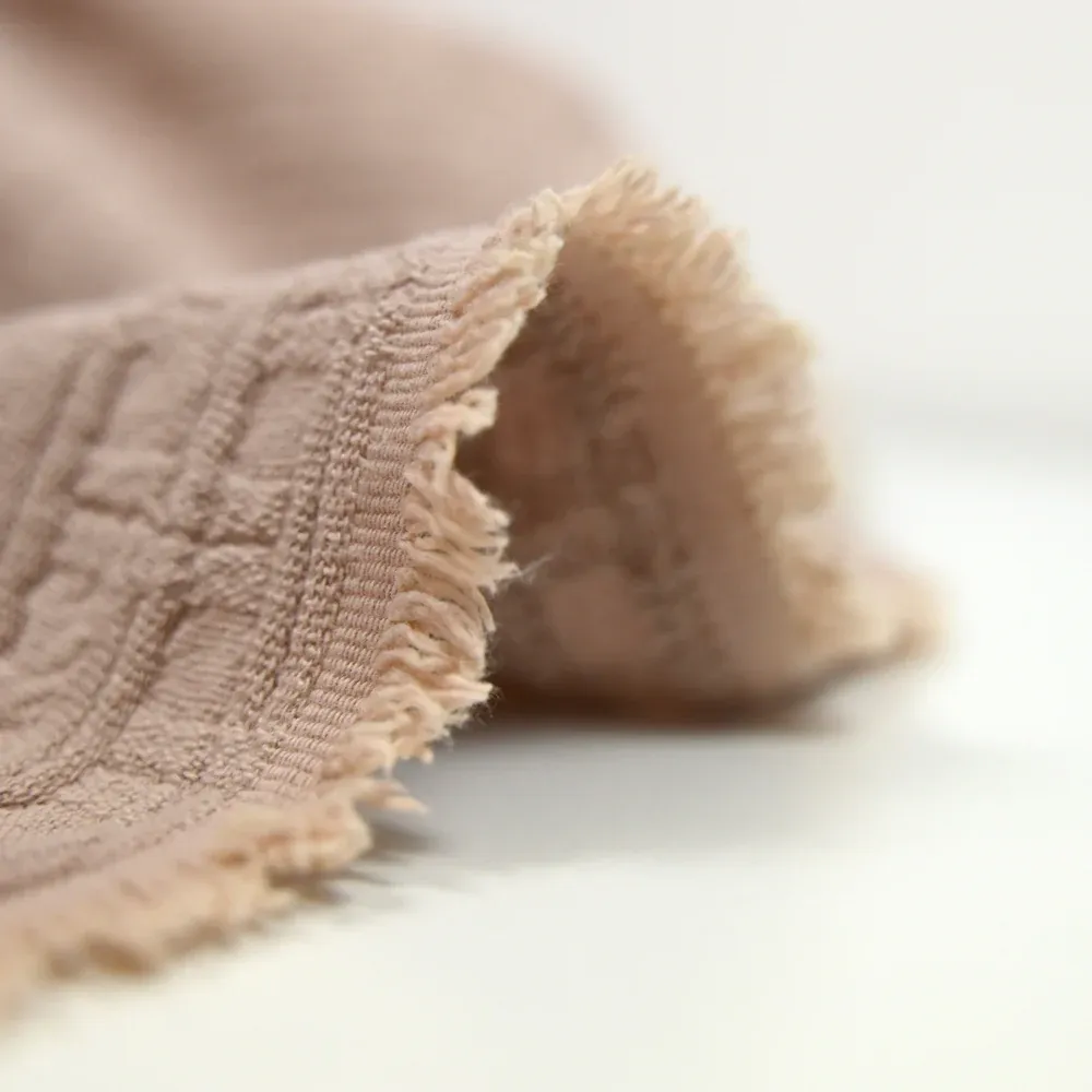 Jacquard de coton à carreaux beige – Image 5