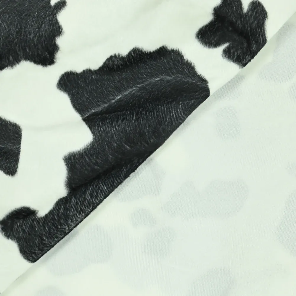 Fausse fourrure poils mi-longs vache noir – Image 4