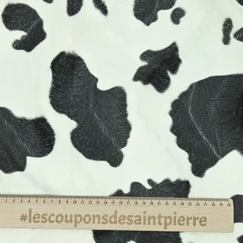 Fausse fourrure poils mi-longs vache noir – Image 5