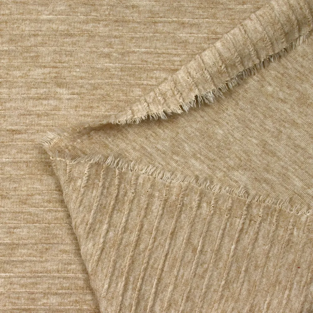 Jersey rayure ton sur ton en relief beige chiné – Image 5