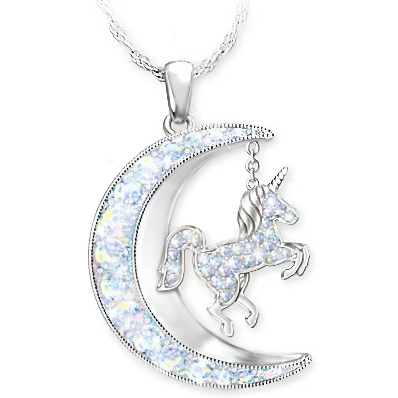 Collier Licorne Diamant Lune