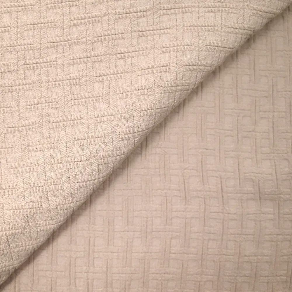 Jacquard de coton à carreaux beige