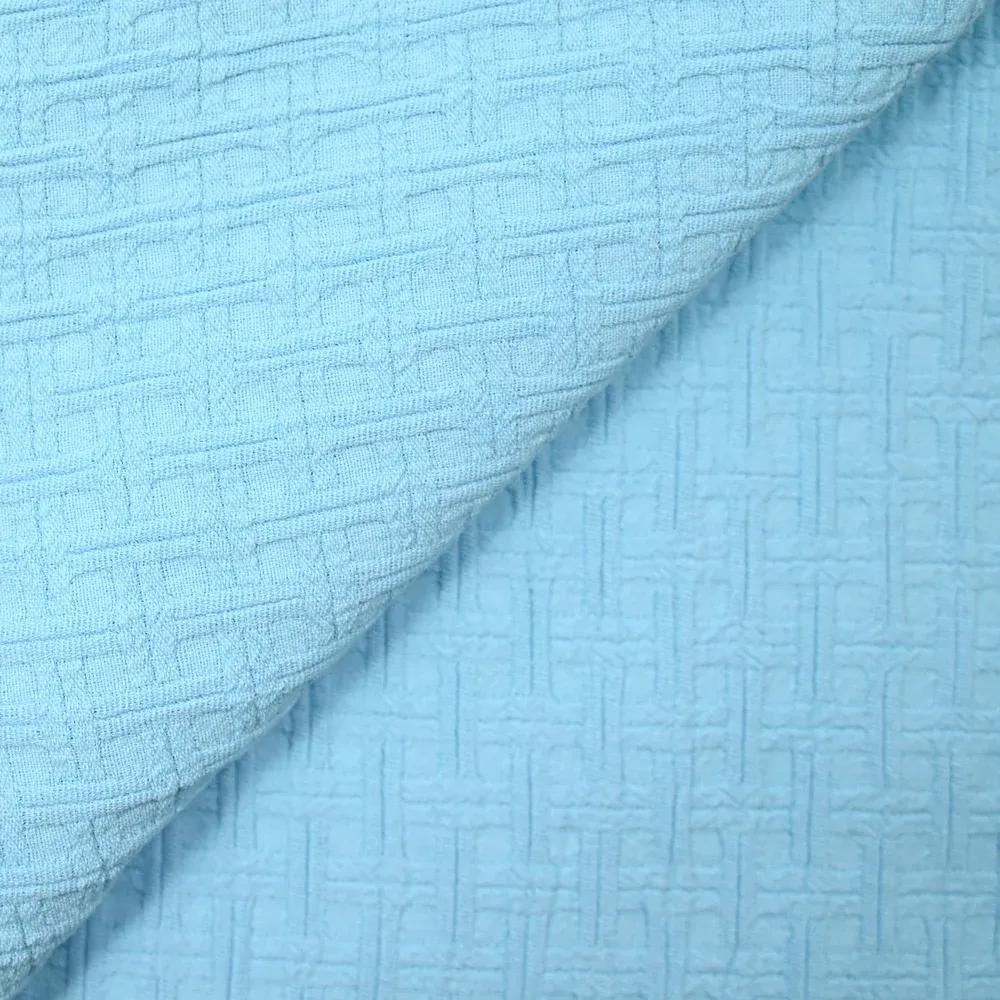 Jacquard de coton à carreaux bleu layette