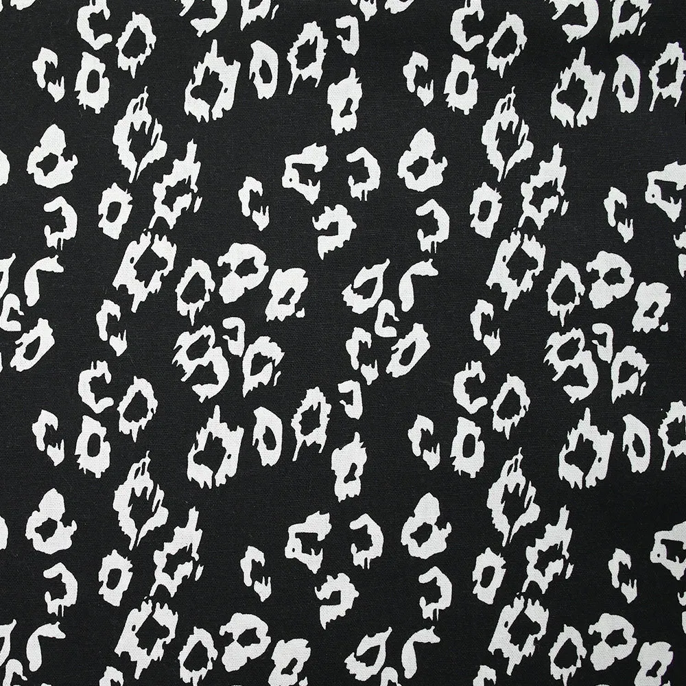 Lin viscose imprimé léopard féroce fond noir