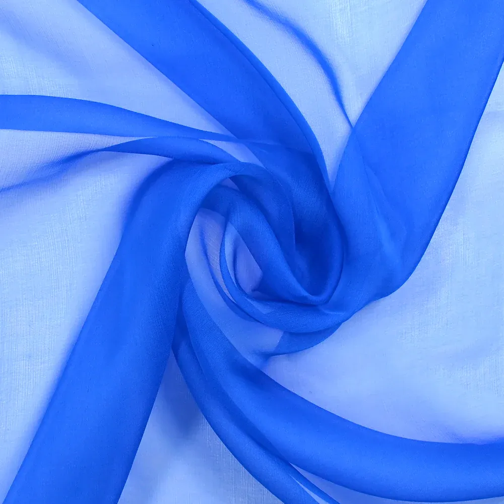 Mousseline de 100% soie bleu roi – Image 2