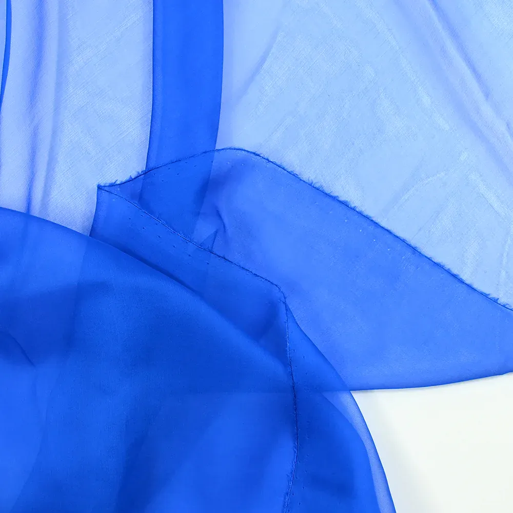 Mousseline de 100% soie bleu roi – Image 3