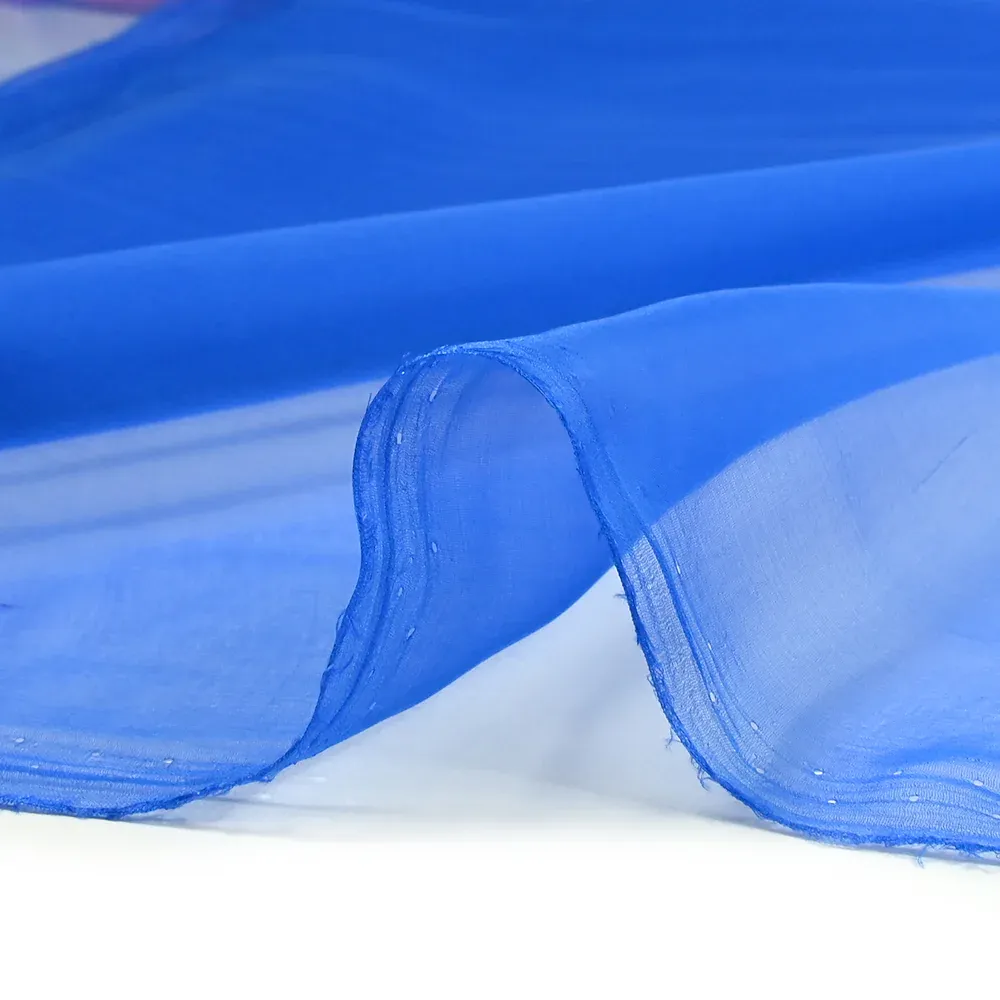 Mousseline de 100% soie bleu roi – Image 4