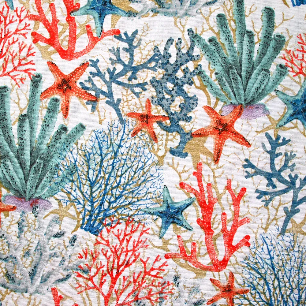 Polycoton imprimé étoile de mer fond blanc