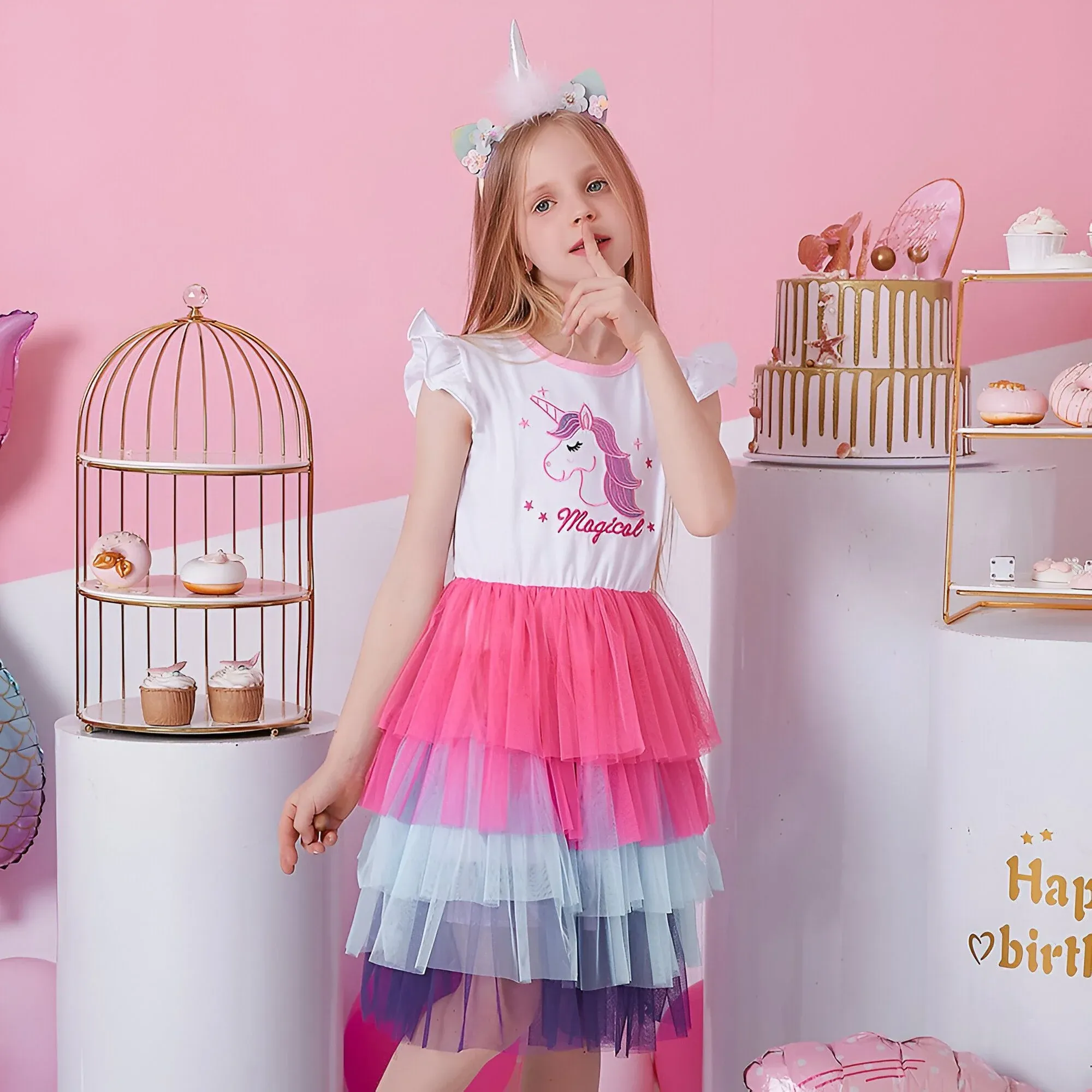 Robe Licorne Emoji Petite Fille – Image 2