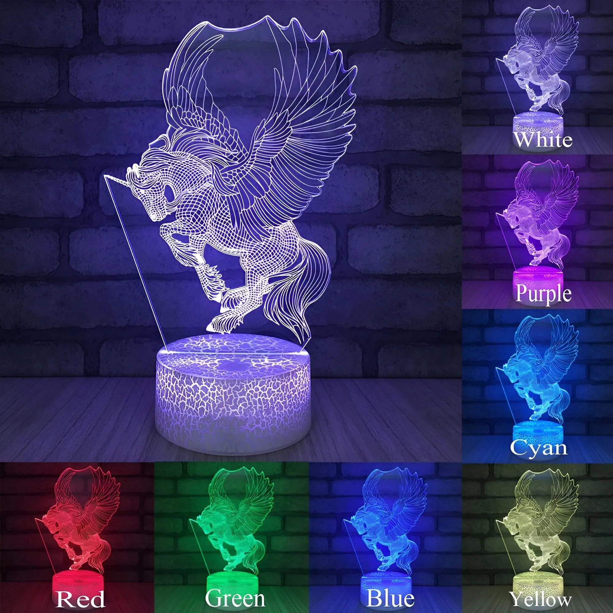 Veilleuse Licorne 3D pour enfant